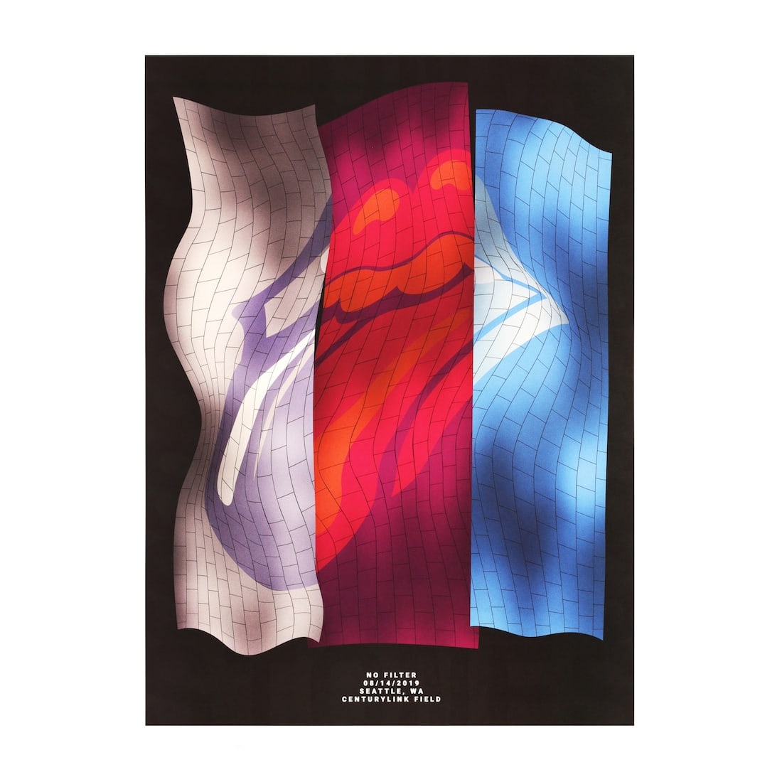 Rolling Stones - 2019 Concert Poster: THE ROLLING STONES (English Rock Band) Original & Vintage Heavy Stock Poster for the August 14, 2019, show in Seattle from the 'No Filter' Tour. 2019 First Printing. Includes COA. Dimensions: 18 inche