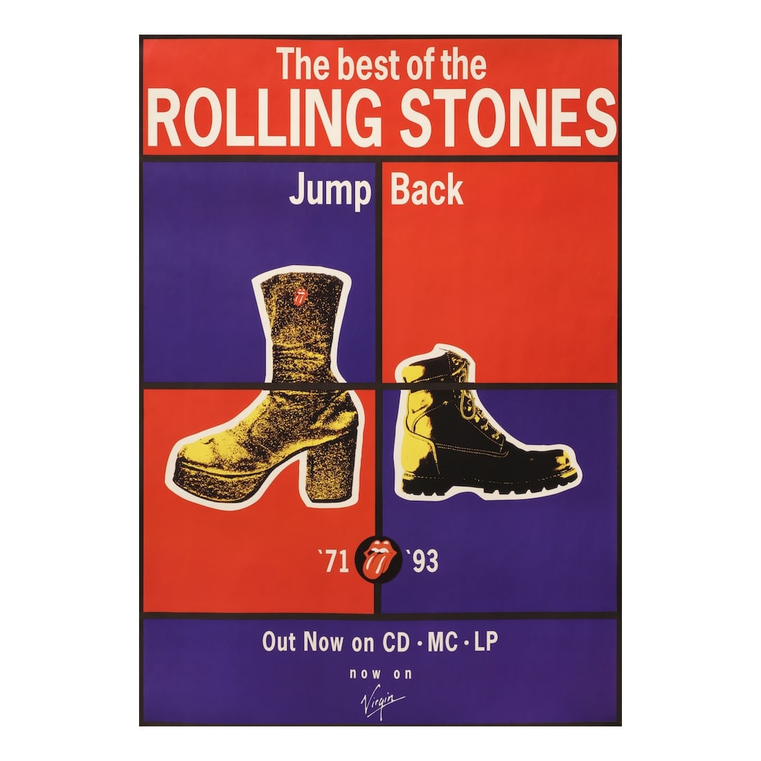 Rolling Stones - Jump Back - 1993 Promotional Poster: THE ROLLING STONES (English Rock Band) Original & Vintage U.K. Promotional Poster for the 1993 release of the Stones? greatest hit package ?Jump Back,?. 1993 First Printing. Includes COA. Dimensions: 