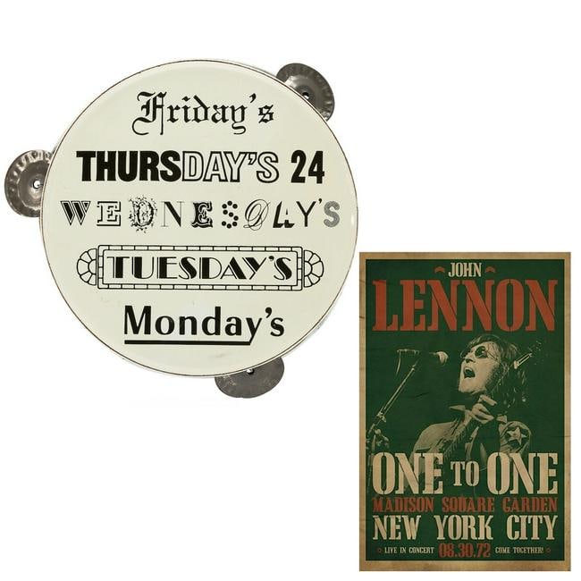 John Lennon - 1972 One To One Benefit Concert Tamborine: JOHN LENNON (1940-1980 English Musician, Singer and Songwriter) Original & Vintage 1972 John Lennon 'One To One Benefit Concert Tambourine. These were given out to the audience at the concert. On the 