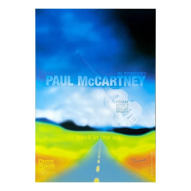Paul McCartney - 2002 Hand-Signed Concert Poster: SIR PAUL MCCARTNEY (English Musician, Singer and Songwriter) Original & Vintage Paul McCartney 'Back in the US' Concert Poster. Hand-signed by the Artist: Theresa Kosztics. Venue: Portland Rose Garden