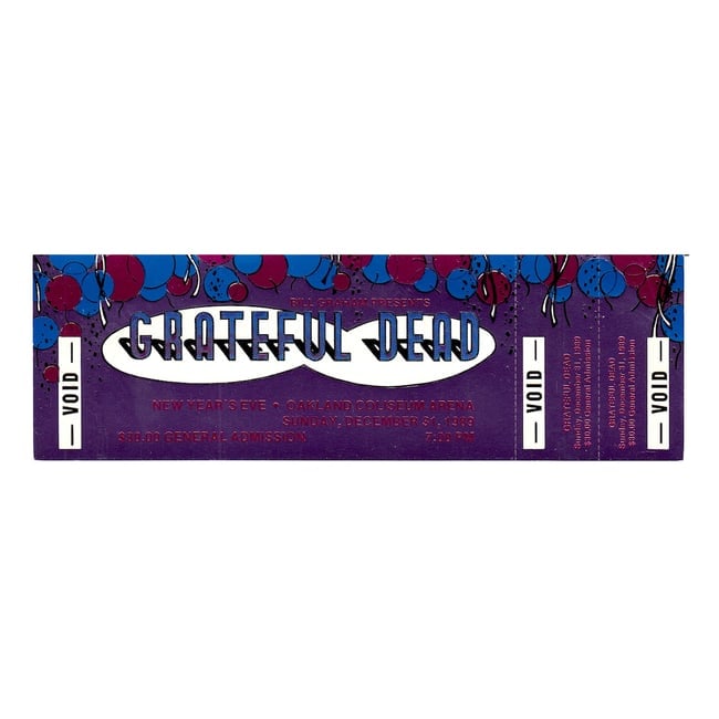 Grateful Dead - 1989 NYE Vintage Concert Ticket (1 of 1)