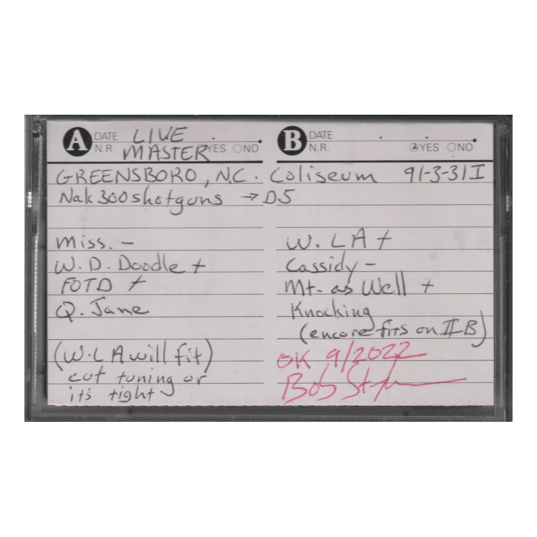 Grateful Dead - 1991 Live Master Sound Board Tape: GRATEFUL DEAD (American Rock Band) Original & Vintage Grateful Dead Live Master Sound Board Tape from the Concert at Greensboro on 3/31/1991 (First Half). DISCLAIMER: I hereby declare that we do not o