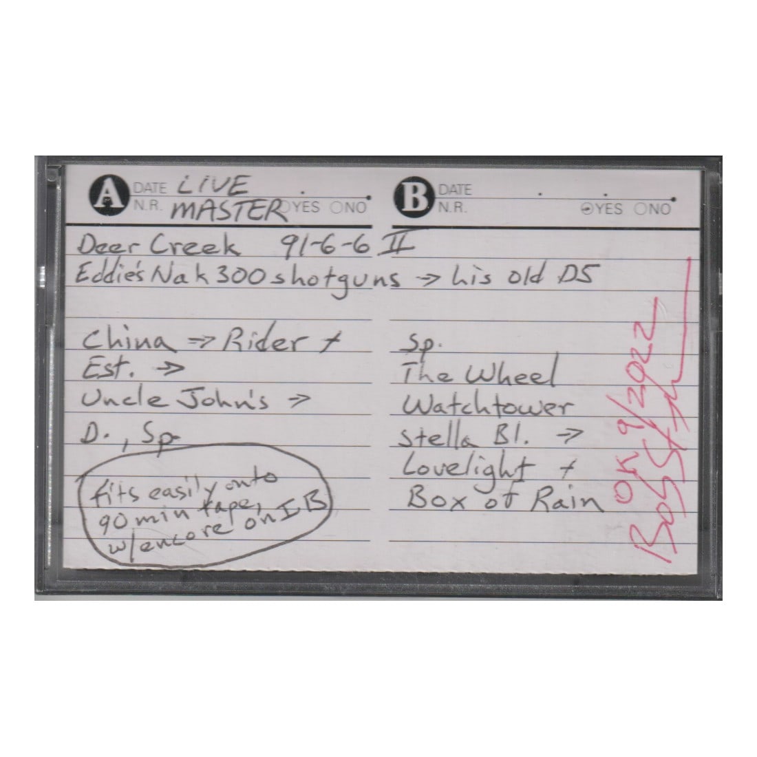 Grateful Dead - 1991 Live Master Sound Board Tape: GRATEFUL DEAD (American Rock Band) Original & Vintage Grateful Dead Live Master Sound Board Tape from the Concert at Deer Creek on 6/6/1991 (Second Half). DISCLAIMER: I hereby declare that we do not o