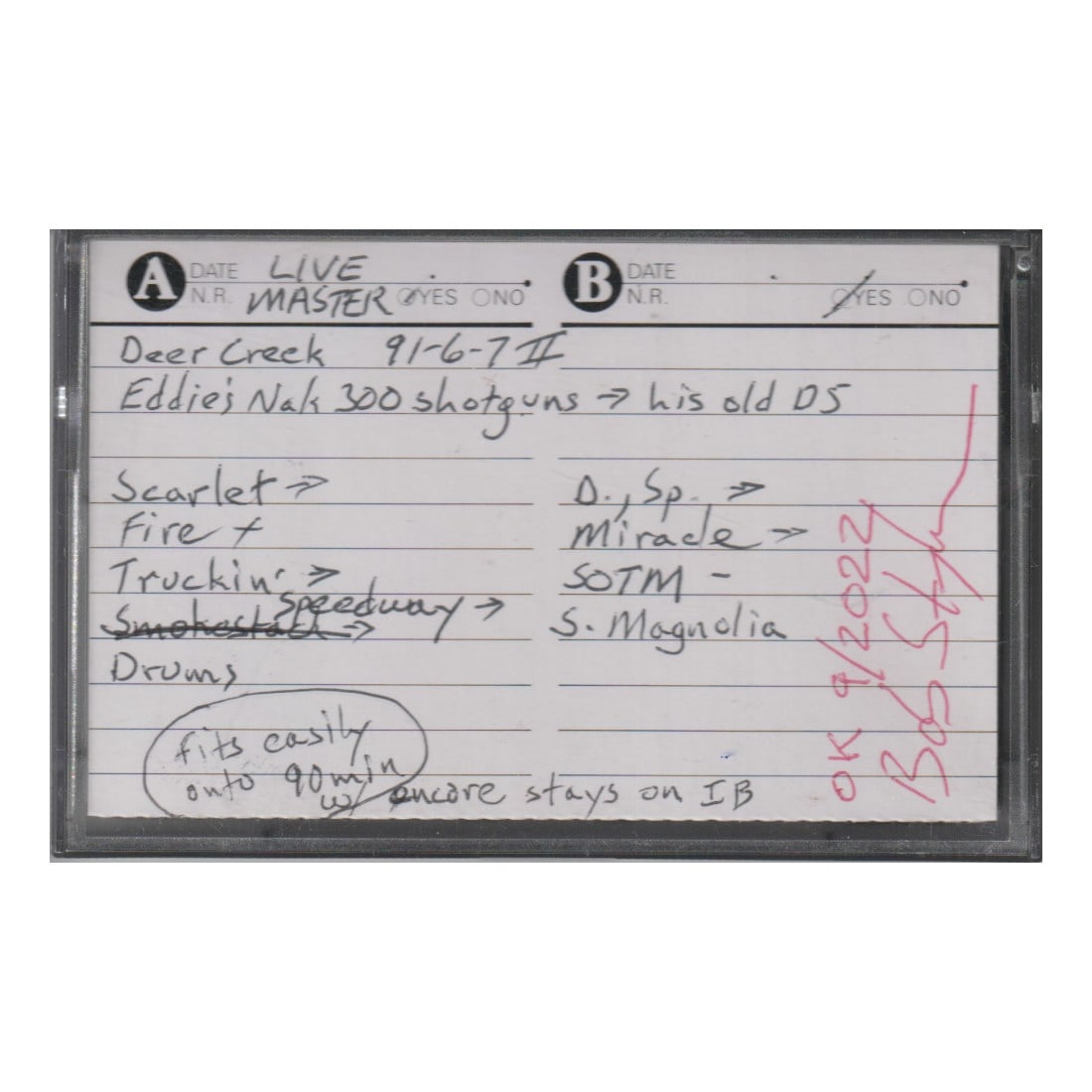 Grateful Dead - 1991 Live Master Sound Board Tape: GRATEFUL DEAD (American Rock Band) Original & Vintage Grateful Dead Live Master Sound Board Tape from the Concert at Deer Creek on 6/7/1991 (Second Half). DISCLAIMER: I hereby declare that we do not o