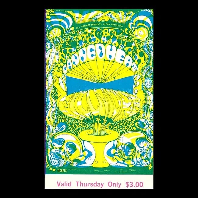 Canned Heat - 1968 Vintage Concert Ticket: CANNED HEAT (American Rock Band) Original & Vintage Bill Graham Presents Concert Ticket featuring Canned Heat and Godon Lightfoot. Venue: Fillmore West, San Francisco, California. Dated: October 3, 19
