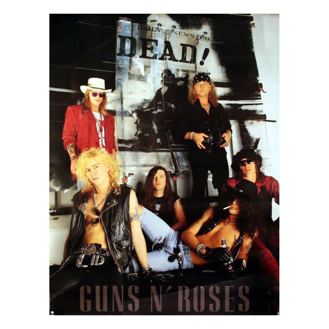 Guns N' Roses - 1991 Promotional Poster: GUNS N' ROSES (American Hard Rock Band) Original & Vintage Promotional Poster for featuring Guns N' Roses promoting their LP 'Use Your Illusion'. 1991 First Printing. Includes COA. Dimensions: 23