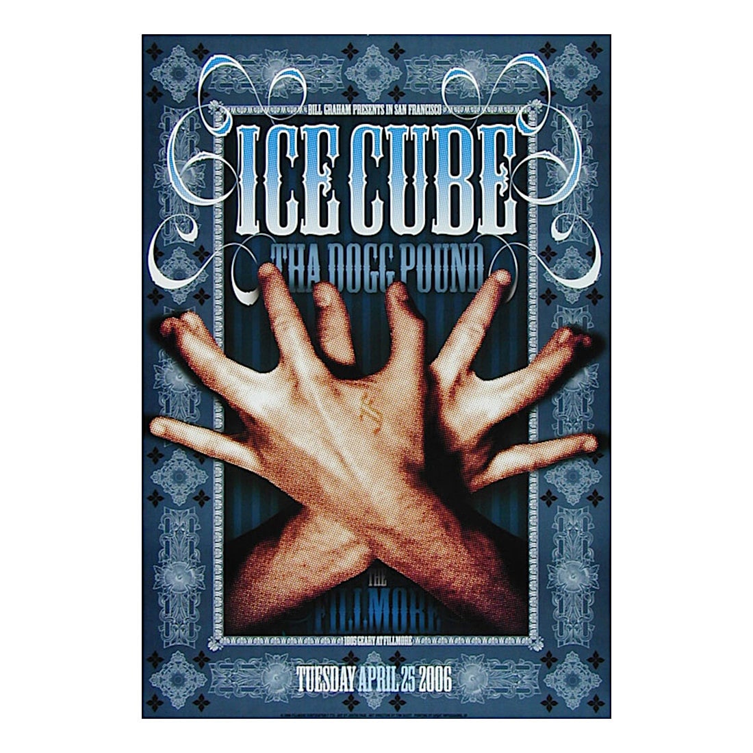 Ice Cube - 2006 Concert Poster: ICE CUBE (American Rapper) Original & Vintage Bill Graham Presents 2006 Concert Tour Poster featuring Ice Cube. Venue: The Fillmore, San Francisco, California. Dated: April 25, 2006. Artist: Justin