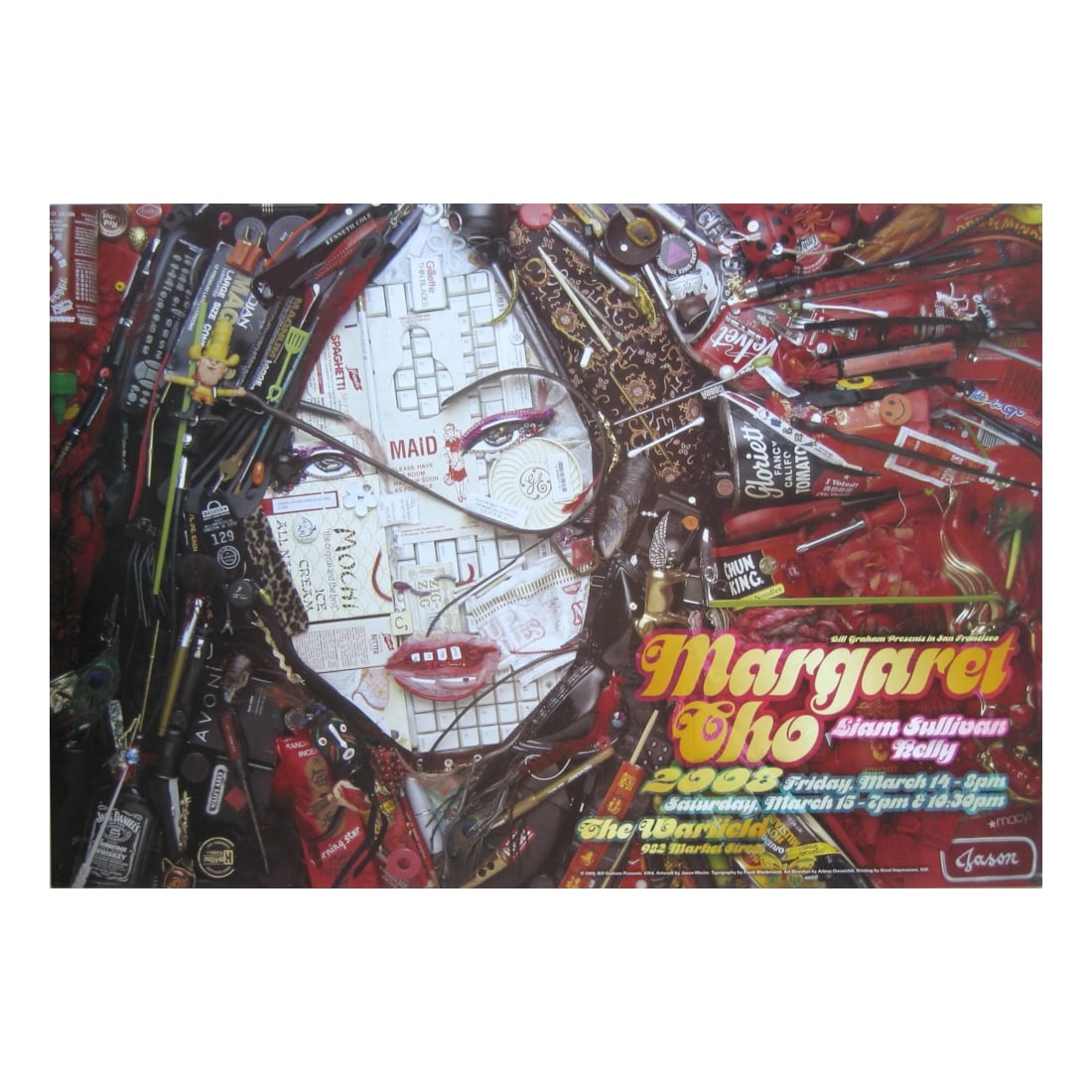 Margaret Cho - 2008 Warfield Comedy Poster: MARGARET CHO (American Comedian) Original & Vintage Bill Graham Presents 2008 Comedy Tour Poster featuring Margaret Cho . Venue: The Warfield, San Francisco, California. Dated: March 14 - 15, 2008. Ar