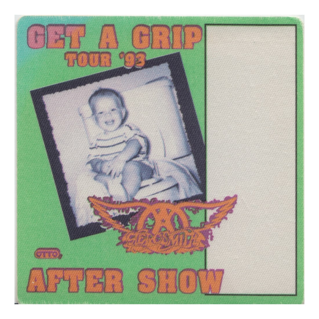 Aerosmith - Get A Grip Tour - Backstage Pass: AEROSMITH (American Rock Band) Authentic 1993 Get A Grip Tour Unused After Show Backstage Pass . Manufactured By: OTTO Includes COA. Dimensions: 3 1/4 inches by 3 1/4 inches Shipped Flat Shipping can 