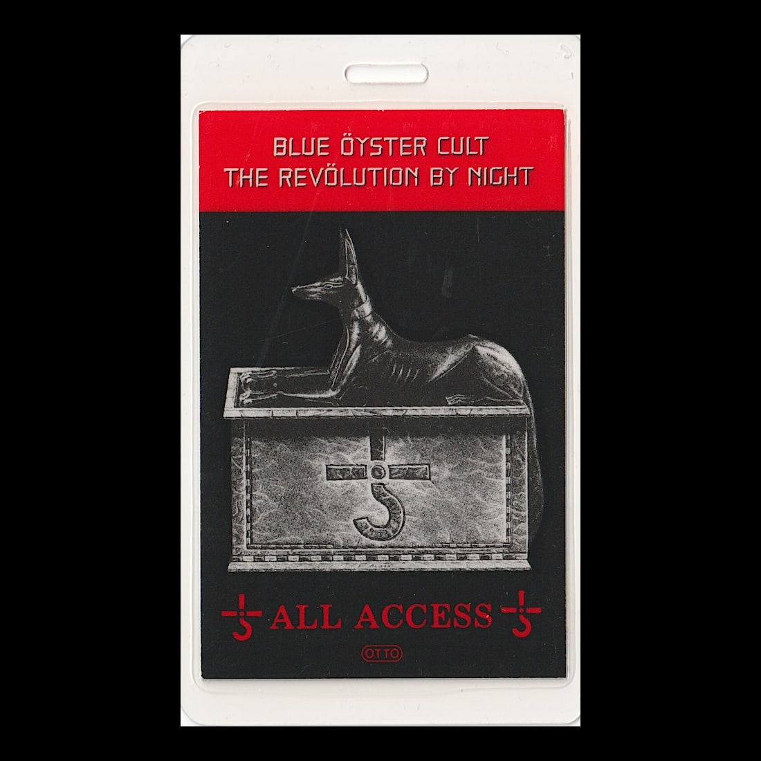 Blue Oyster Cult - 1983 Laminated Backstage Pass: BLUE OYSTER CULT (American Hard Rock Band) Authentic 1983 The Revolution By Night Tour Unused Laminated All Access Backstage Pass. Manufactured By: OTTO Includes COA. Dimensions: 2 1/2 inches by 4