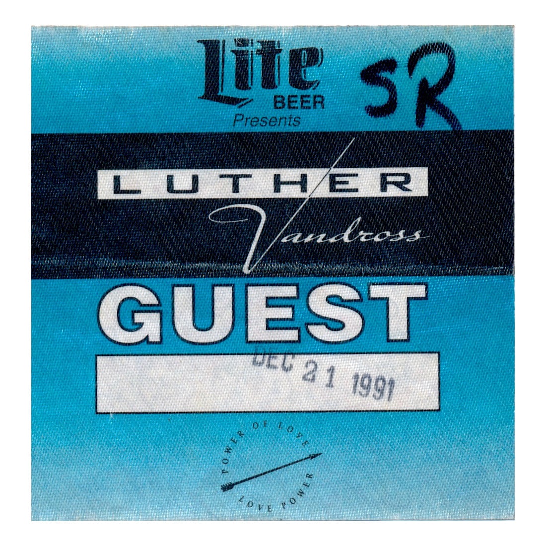 Luther Vandross - 1995 Backstage Pass: LUTHER VANDROSS (1951-2005 American Singer and Songwriter) Authentic 1991 Luther Vandross 'Power of Love Tour' Guest Backstage Pass. Venue: Joe Louis Arena, Detroit, Michigan. Dated: December 21, 1991
