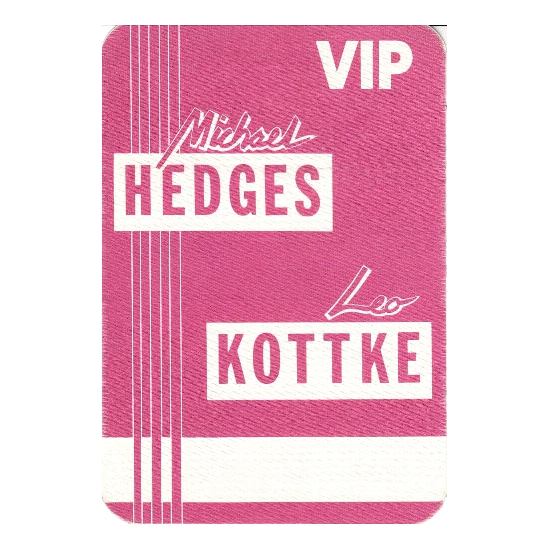 Michael Hedges - 1988 Concert Tour - Backstage Pass: MICHAEL HEDGES (American Guitarist) Authentic 1988 Concert Tour Unused VIP Backstage Pass . Dated: Year 1988. Includes COA. Dimensions: 3 1/4 inches by 4 3/4 inches Shipped Flat Shipping can be combin