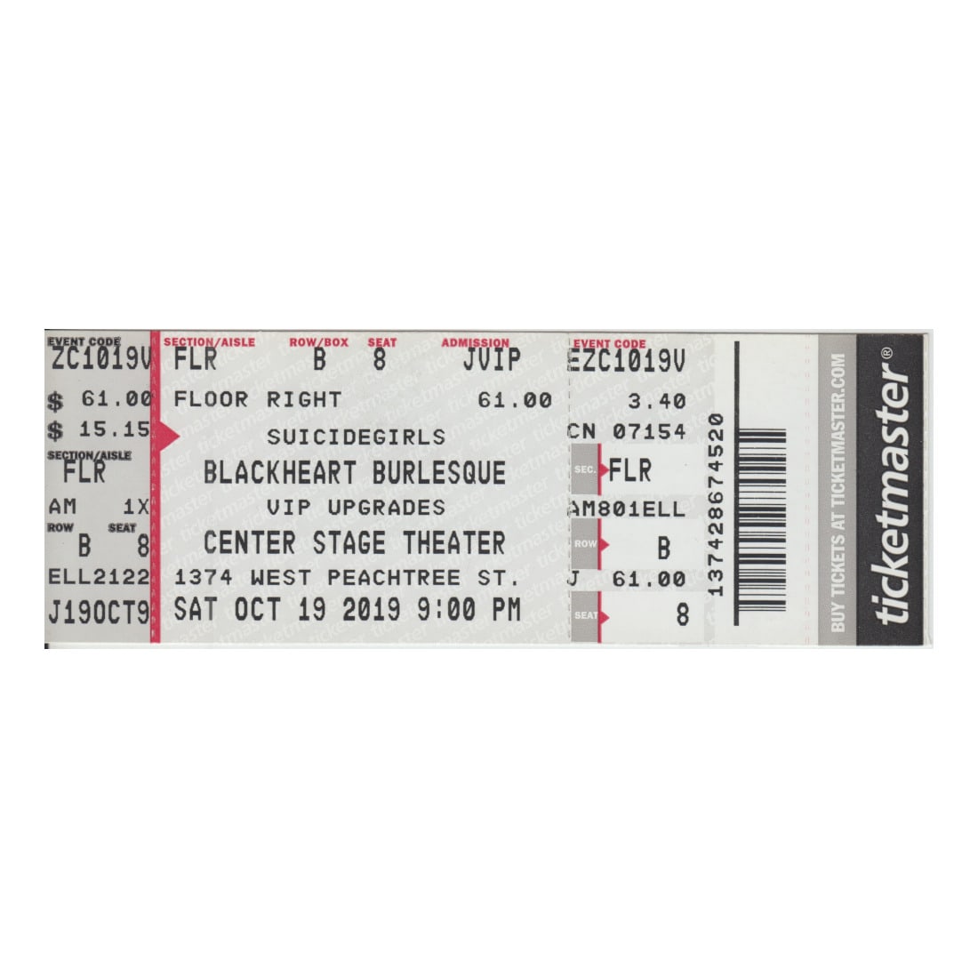 Blackheart Burlesque - 2019 Vintage Concert Ticket (1 of 1)