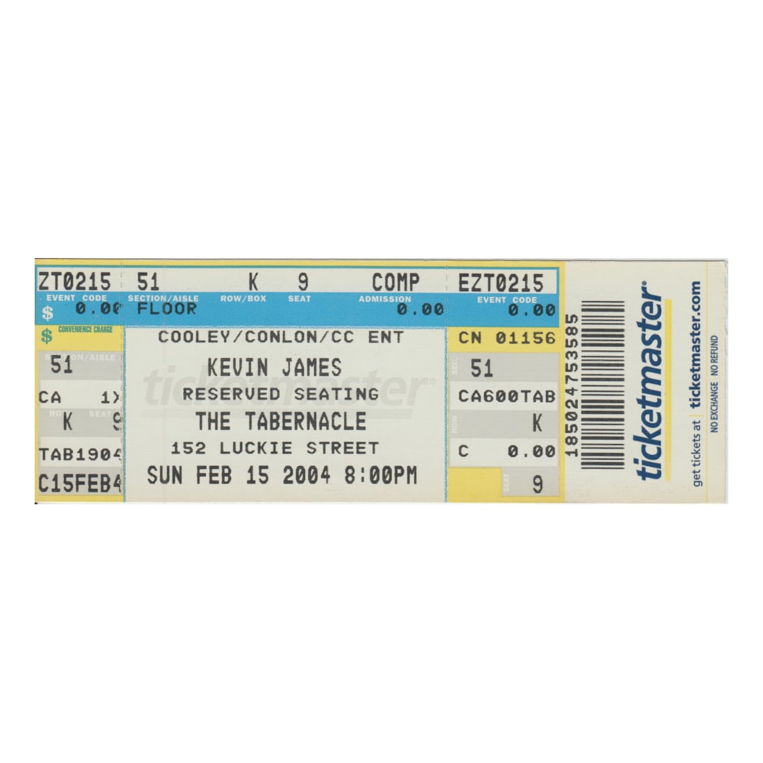 Kevin James - 2004 Vintage Concert Ticket (1 of 1)