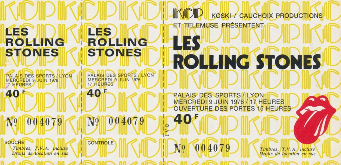 The Rolling Stones 1976 Unused Concert Ticket: The Rolling Stones Unused 1976 Concert Ticket Dated: June 9, 1976 Palais Des Sports, Paris Excellent Condition Dimensions: 7 inches by 3.25 inches