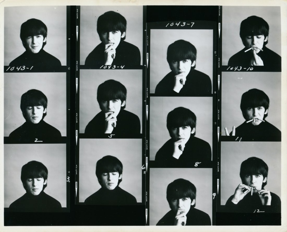 George Harrison "Hard Day's Night" Proof Photo: George Harrison "Hard Day's Night" Cover Proof Photograph for Capitol Records Photographer: Robert Freeman Excellent Condition Dimensions: 8 inches by 10 inches