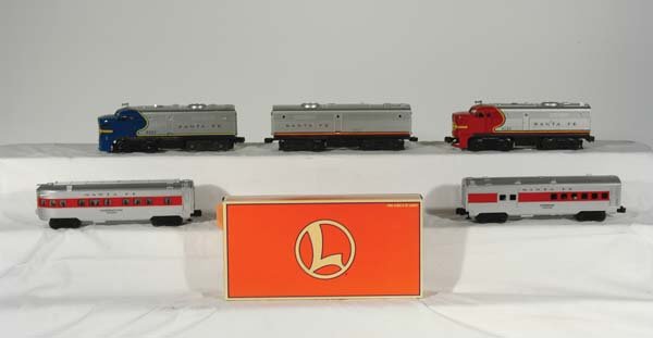 Lionel Locomotives/Passenger Cars 8020 ATSF Alco: 8020 ATSF Alco A-Unit dummy diesel, 8021 ATSF Alco B-Unit dummy diesel, 8351 ATSF Alco A-Unit diesel, 11930 ATSF passenger 2-pack, 16058 ATSF combo, 16060 ATSF observation. Gauge: O-27 Item Quality: Q