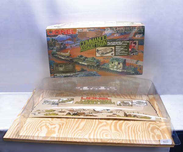 Lionel Train Set 1355 Commando Assault Train set: 1355 Commando Assault Train set with 91356 dealer display case. Gauge: O-27 Item Quality: Q1 Box Quality: B1