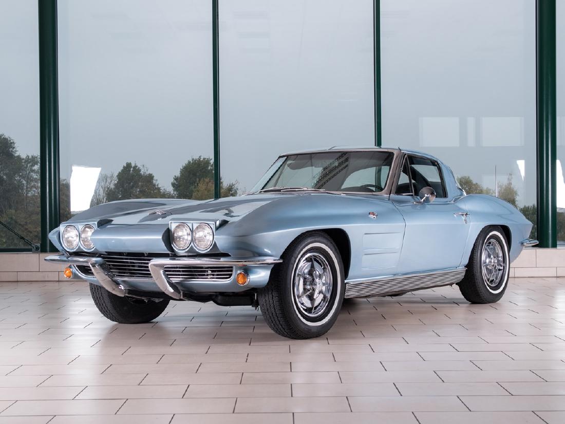 1963 Chevrolet Corvette Sting Ray 'Split-Window' Coupé: • Presented in its wonderful original livery or Silver Blue over Dark Blue • Recipient of a NCRS Second Flight Award in the Preservation Class • Exceedingly rare in Europe The second generation