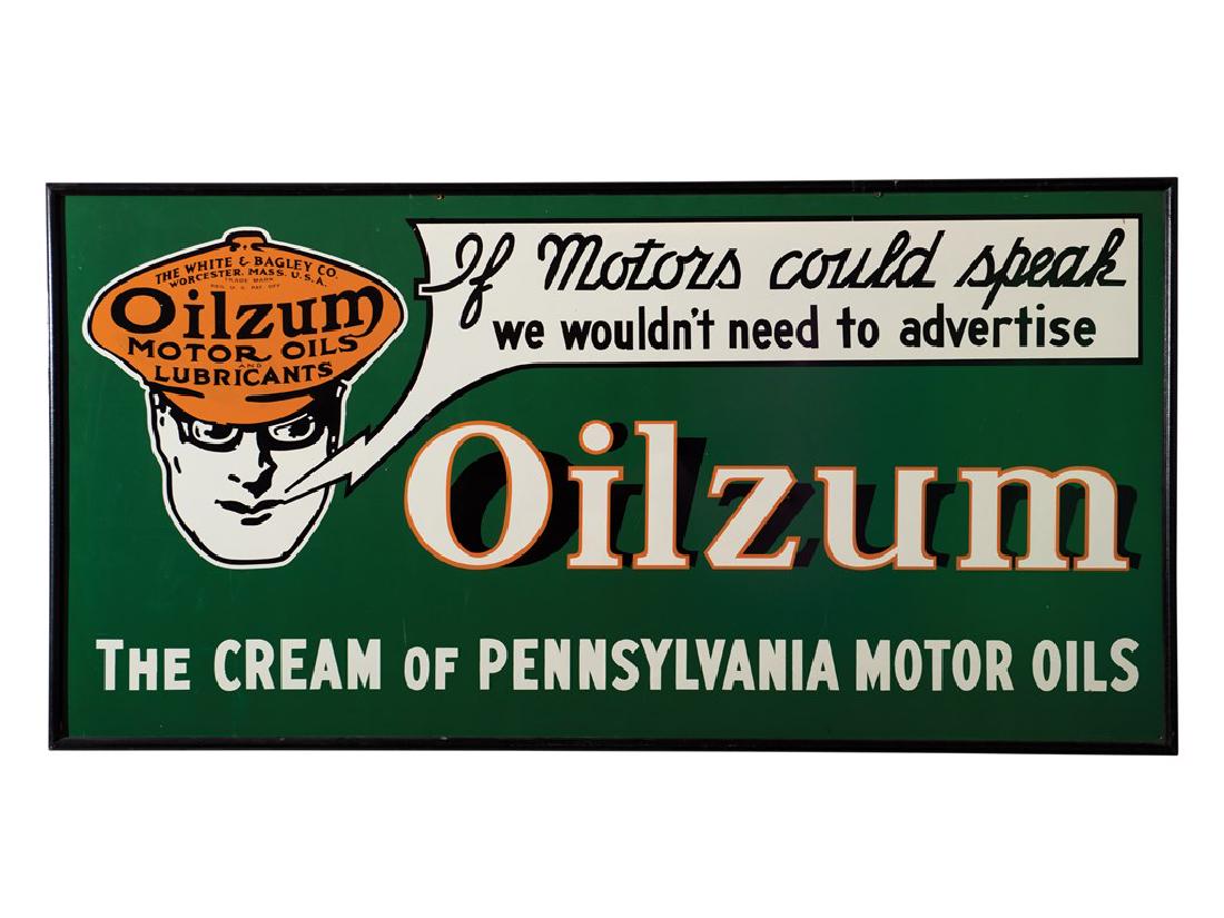 シ*ン様 40s USAビンテージ 琺瑯看板Oilzum モーターオイル広告プレ