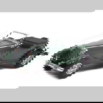 2521- MT MODEL CARS BY DOEPKE AND MG MODELS AND KITS: Two very presentable Doepke model cars are offered here, exhibiting virtually flawless paint and nicely preserved, complete metal trim. Lot also includes two new old stock Monogram 1:24 scale MG-TC mo