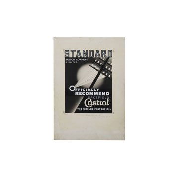 Original Castrol Oil Advertising Designs: W.E. TrevithickOne of a kind period mock-ups created for 1930s Castrol Oil advertising.Condition : A+, light surface soiling in background, not extending into image.Image Size : 9.75" X 13.5"Sheet Siz