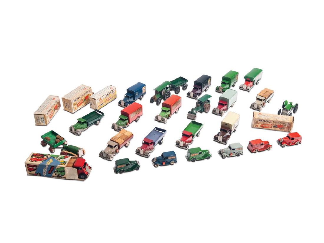 Minic Toy Car Collection: Minic Toy Car Collection Includes lorries, tractors, transport vans, and original boxes.