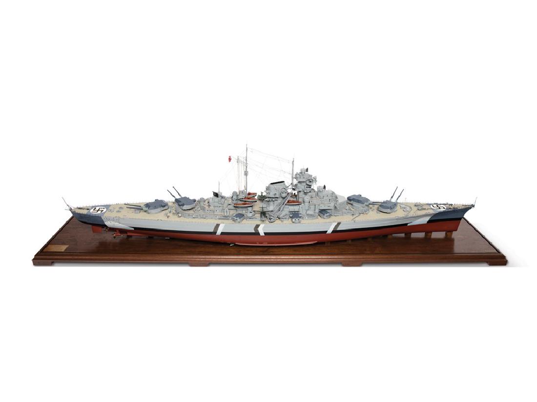 Bismarck Battleship Model: Bismarck Battleship Model 15 × 58 × 12 in. The Bismarck was the first of two Bismarck-class battleships built for Germany's navy in the late 1930s. Bismarck, and her sister ship Tirpitz, were the la