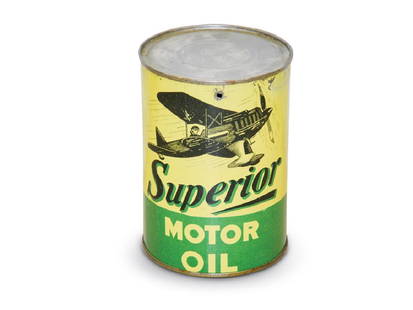 Superior Motor Oil Can: Superior Motor Oil Can MetalCondition: 7TAC no. 020202 One imperial quart metal can which has been cut down.