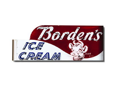 Borden's Ice Cream with Elsie Logo Neon Signs Mounted