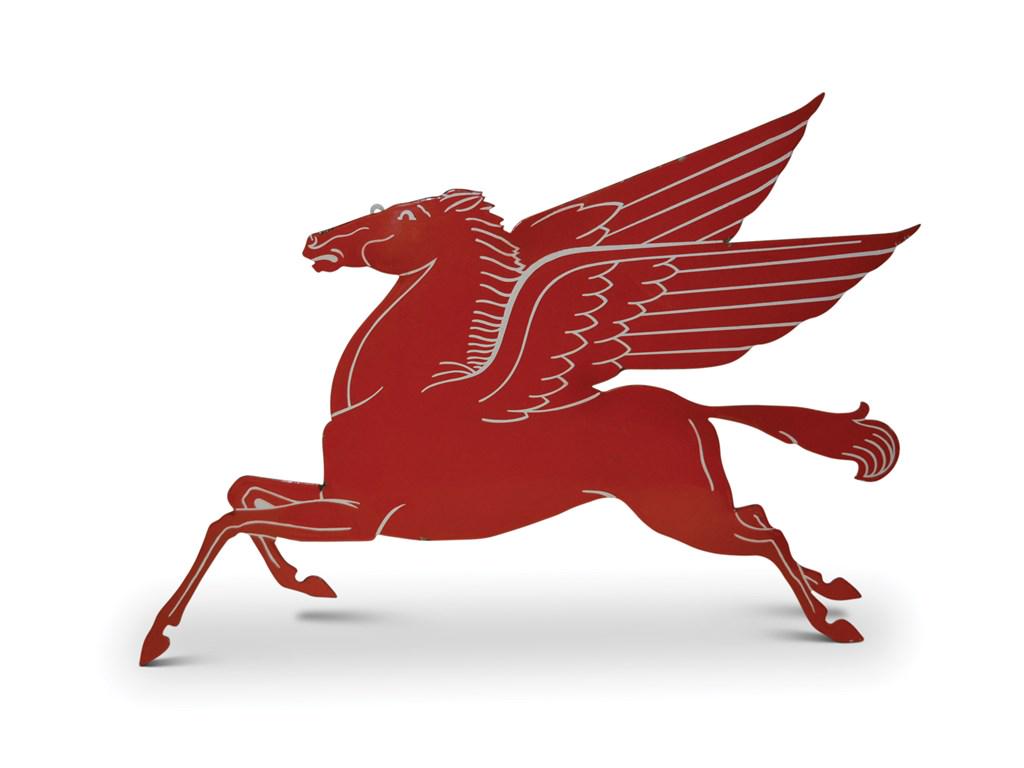 Pegasus 'Mobil' Porcelain Sign: Pegasus 'Mobil' Porcelain Sign SSP diecut sign Condition: 8 30 × 30 inches has excellent gloss and color, tail and both legs have been touched up, field is clean