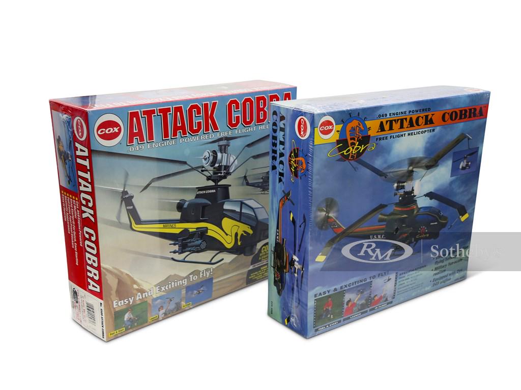 Cox "Attack Cobra" Toy Helicopters: To Be OFFERED AT AUCTION WITHOUT RESERVE at RM Sotheby's Handle with Fun event, 5 - 13 May 2021. Estimate: $150 - $250 USD 14 × 16 × 9 in. 8 lbs. To view this lot including full details of t