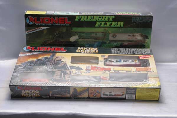 Lionel Train Sets 1687 Macy's Freight Flyer set,: 1687 Macy's Freight Flyer set, 11771 K-Mart Micro Racers Express set. Gauge: O-27 Item Quality: Q1 Box Quality: B1