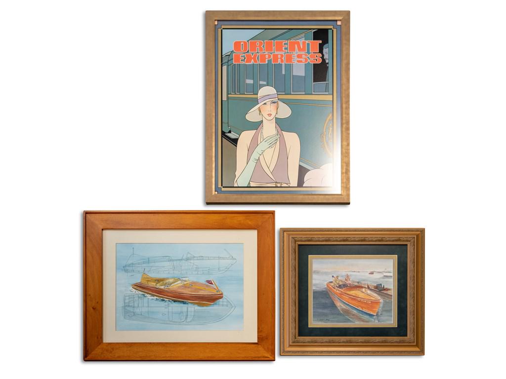 Pair of Boat Prints with Orient Express Advertisement (1 of 1)