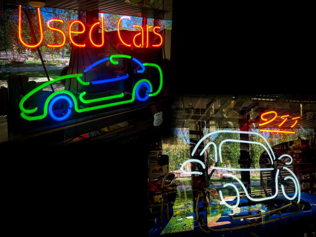Used Car and Porsche 911 Neon Signs: To be offered on Friday, 23 September 2022 20 × 32 Inches