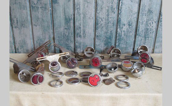 Model A Ford Parts: Model A Ford tail lights and tail light lenses.