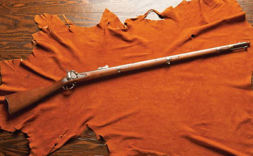 U.S. Springfield .58 Caliber Percussion Musket: OFFERED WITHOUT RESERVEModel 1855, inscribed 'WCK' on the 40 in. round barrel as well as 'US 58' on the stock and 'Harper's Ferry' on the side plate. Produced immediately prior to the Civil War, one