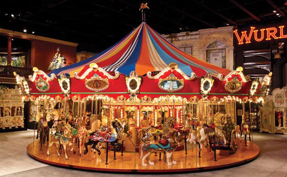 1998 46-Foot Custom Carousel: OFFERED WITHOUT RESERVE Featuring 42 animals, two chariots and a Wurlitzer 153 Band Organ. The golden age of the carousel in America was the early 20th century, and indeed many of the finest examples