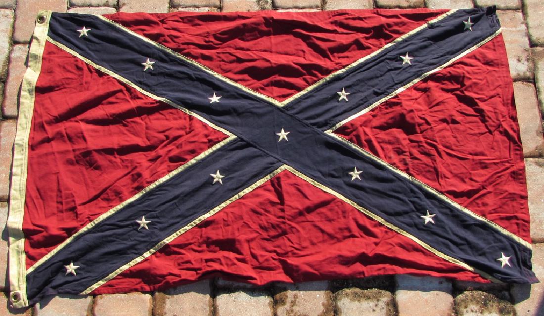 US CONFEDERATE FLAG VIRGINIA BATTLE REBEL NAVY JAC: US CONFEDERATE NAVY JACK "DIXIE" FLAG. COTTON. 57" x 34".