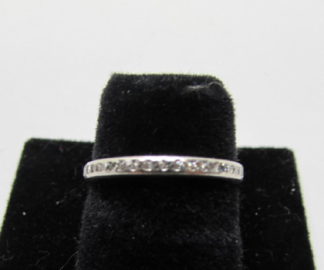 PLATINUM .50CT DIAMOND ETERNITY WEDDING BAND RING: ALL GENUINE 2MM WIDE ANTIQUE SIZE 4 3/4, WEIGHS 1.9 GRAMS. (USA SHIPPING $10)