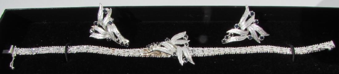 SAPPHIRE BRACELET EARRING STERLING SILVER RICCIO: BEAUTIFUL WOVEN LINK CHAIN 7 1/2" WITH MATCHING EARRINGS OVER 1" WIDE. 22 GRAMS. ALL EXCELLENT LIKE NEW CONDITION. (USA SHIPPING $8)