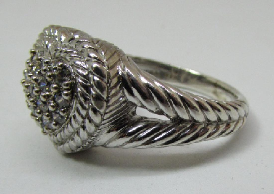JUDITH RIPKA DIAMONIQUE RING STERLING SILVER PAVE: AUTHENTIC JUDITH RIPKA DIAMONIQUE DESIGNER SIGNATURE CZ RING. SIZE 11. 15MM WIDE TOP. WEIGHS 11 GRAMS. EXCELLENT CONDITION. (USA SHIPPING $8)