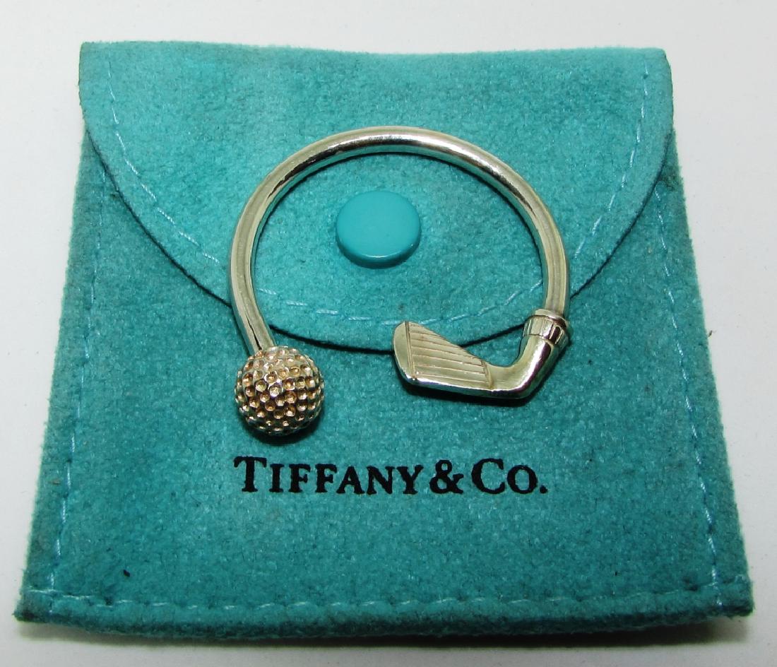 TIFFANY & CO GOLF CLUB KEY RING STERLING SILVER: AUTHENTIC KEYRING WITH TIFFANY POUCH. 35MM WIDE. 9.3 GRAMS. BALL KEYCHAIN (USA SHIPPING $10)