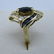 BLUE SAPPHIRE & DIAMOND RING 14K YELLOW GOLD - 2