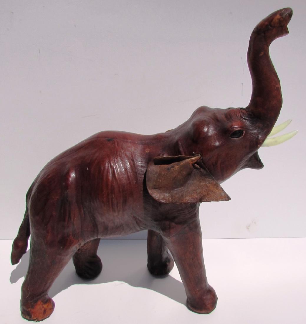 LEATHER ELEPHANT STATUE FIGURE DECORATIVE