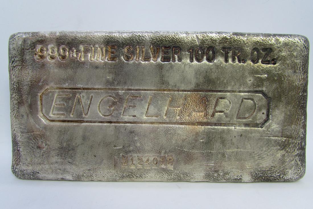 VINTAGE ENGLEHARD SILVER BAR 100 OZ INGOT (1 of 2)