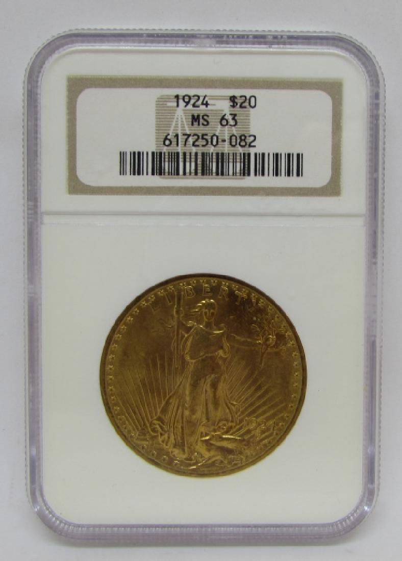 1924 $20 MS63 GOLD ST GAUDENS DOUBLE EAGLE NGC (1 of 2)