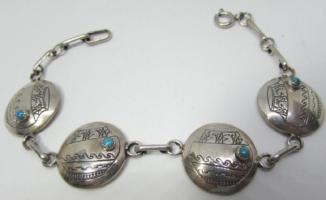 SIGN RB TURQUOISE BRACELET STERLING SILVER NAVAJO (1 of 3)