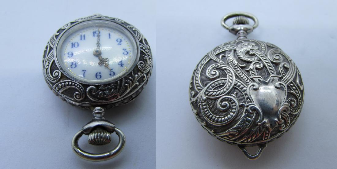 BULOVA POCKETWATCH STERLING SILVER REPOUSSE WATCH (1 of 5)