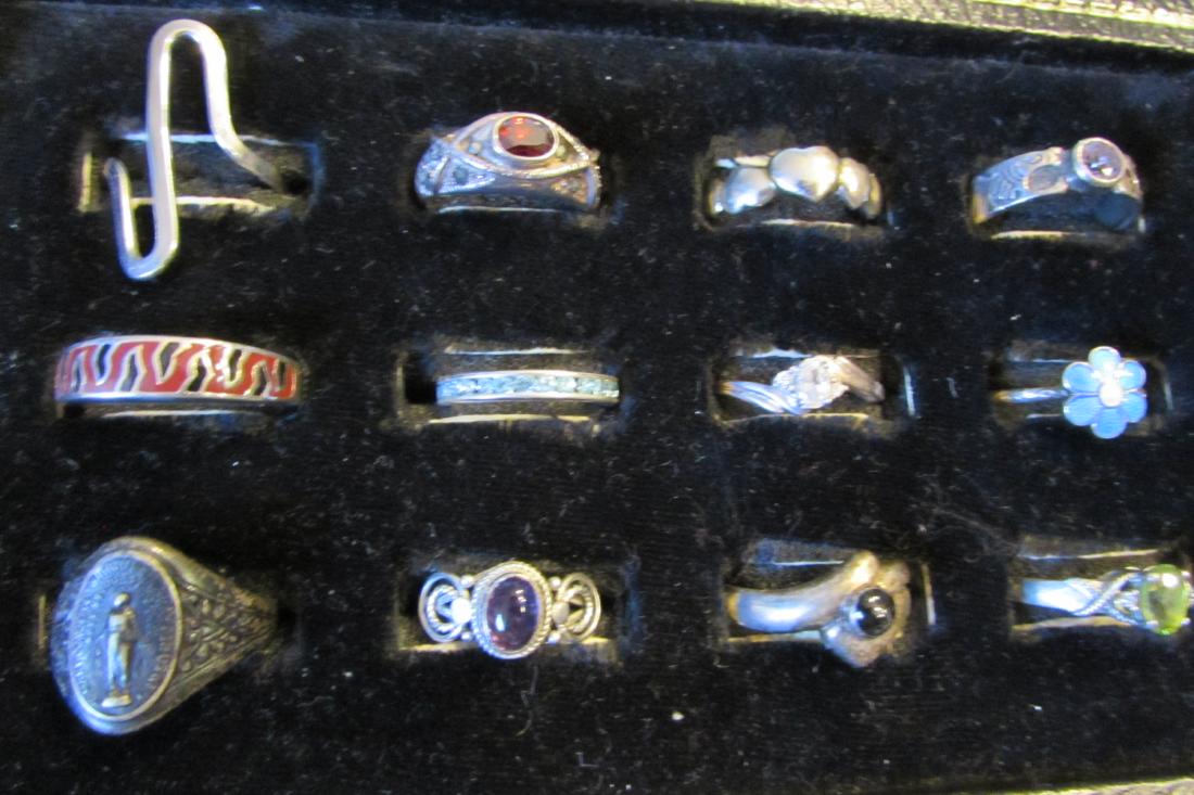 12 ASSORTED STONE RINGS ALL STERLING SILVER (1 of 5)